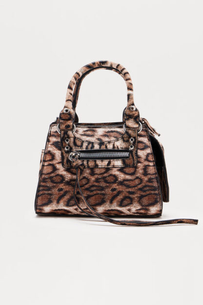 Cartera de Mano con Estampado de Leopardo y Correa Ajustable